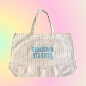 Sézane Bonjour Atlanta Tote Bag beige Blue stripes